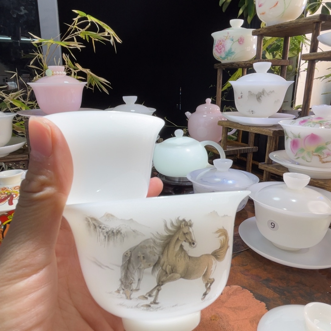 璞玉釉烧马到成功闻香客杯