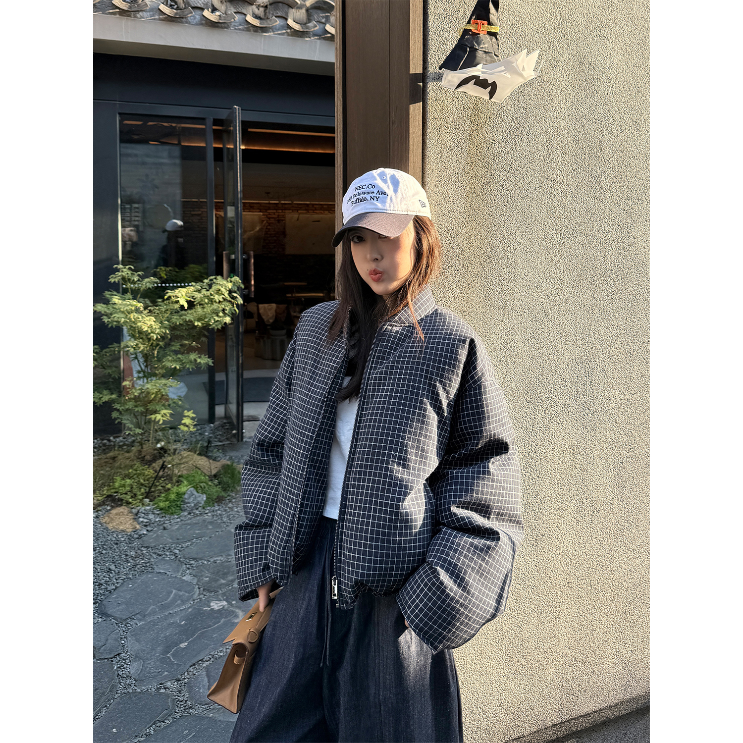 杨小妖奥兰多羽绒 格纹学院风三星95白鹅绒轻暖短款羽绒服女冬新