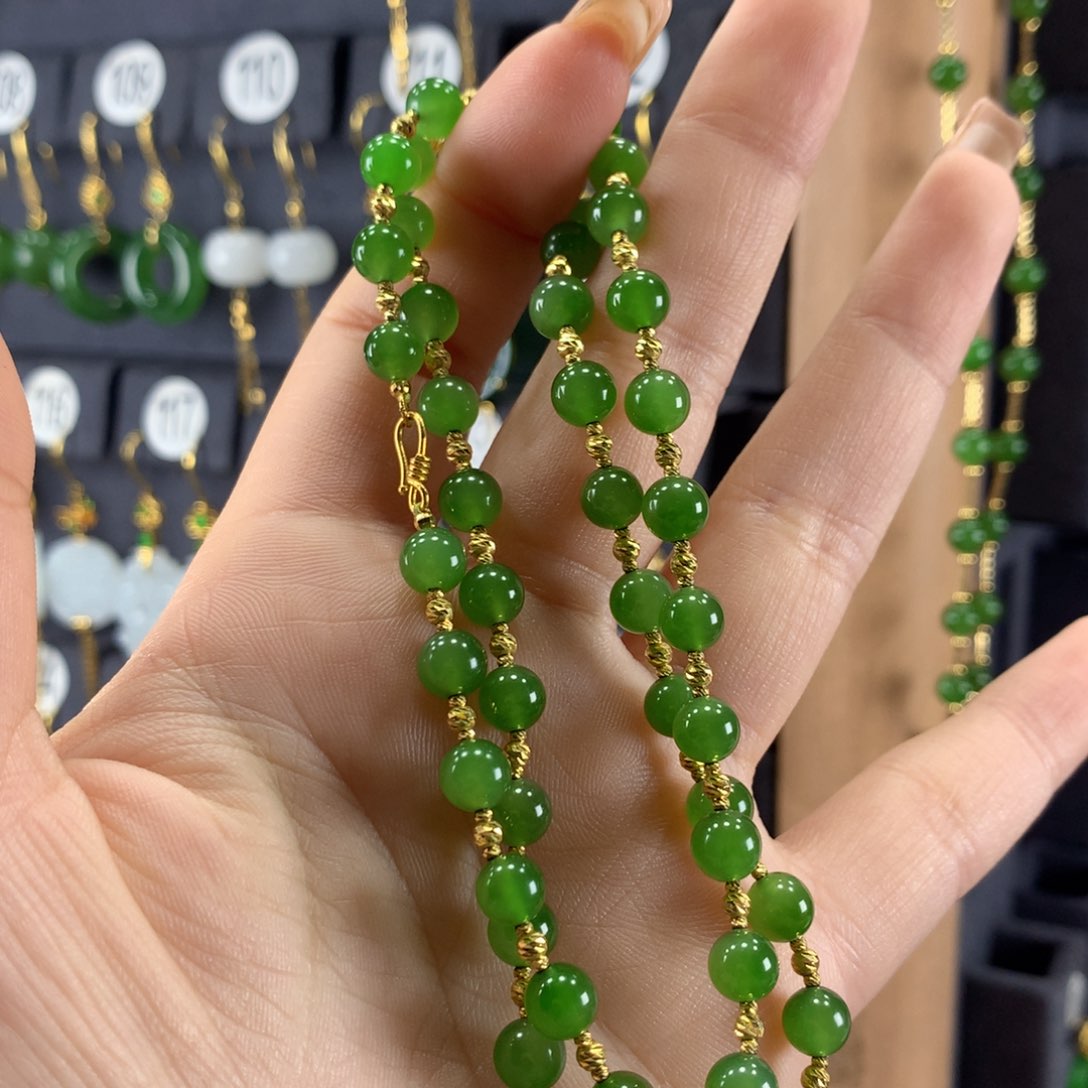 和田玉项链18K金镶嵌