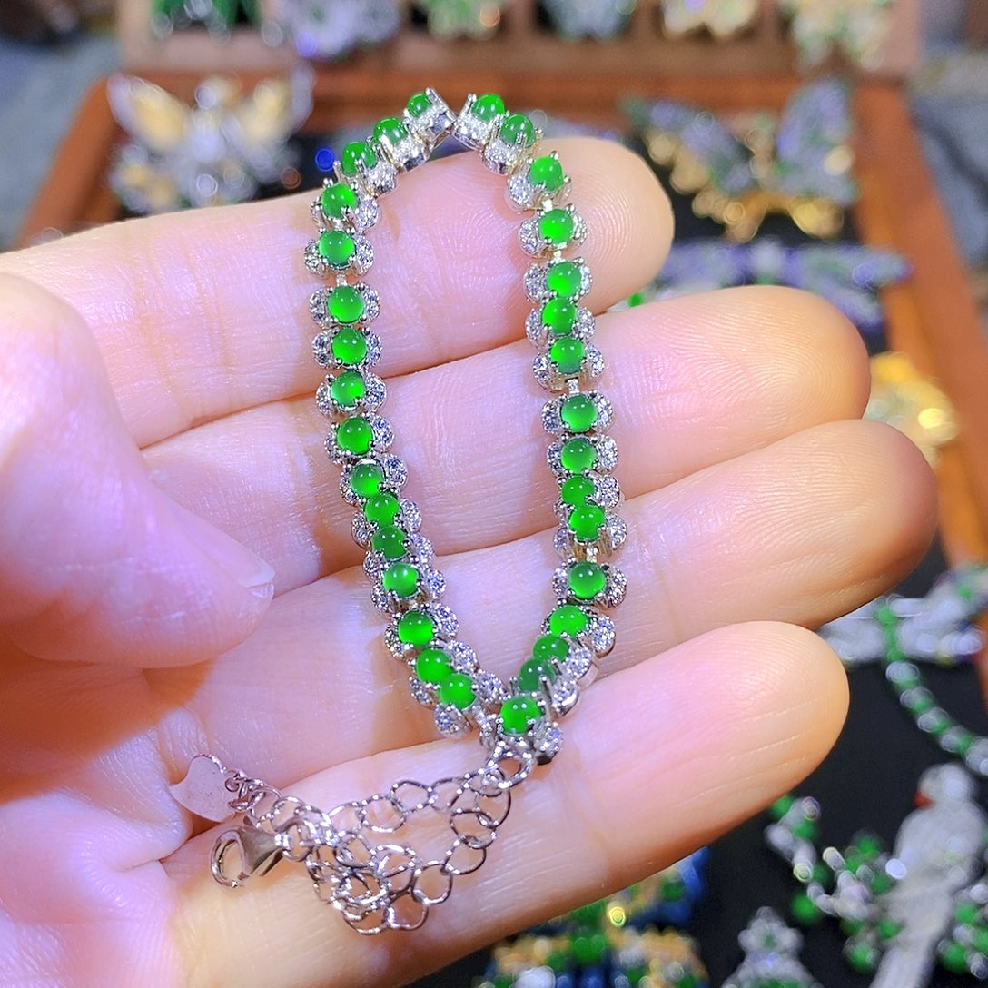 吊坠(不含链)银S925镶嵌翡翠