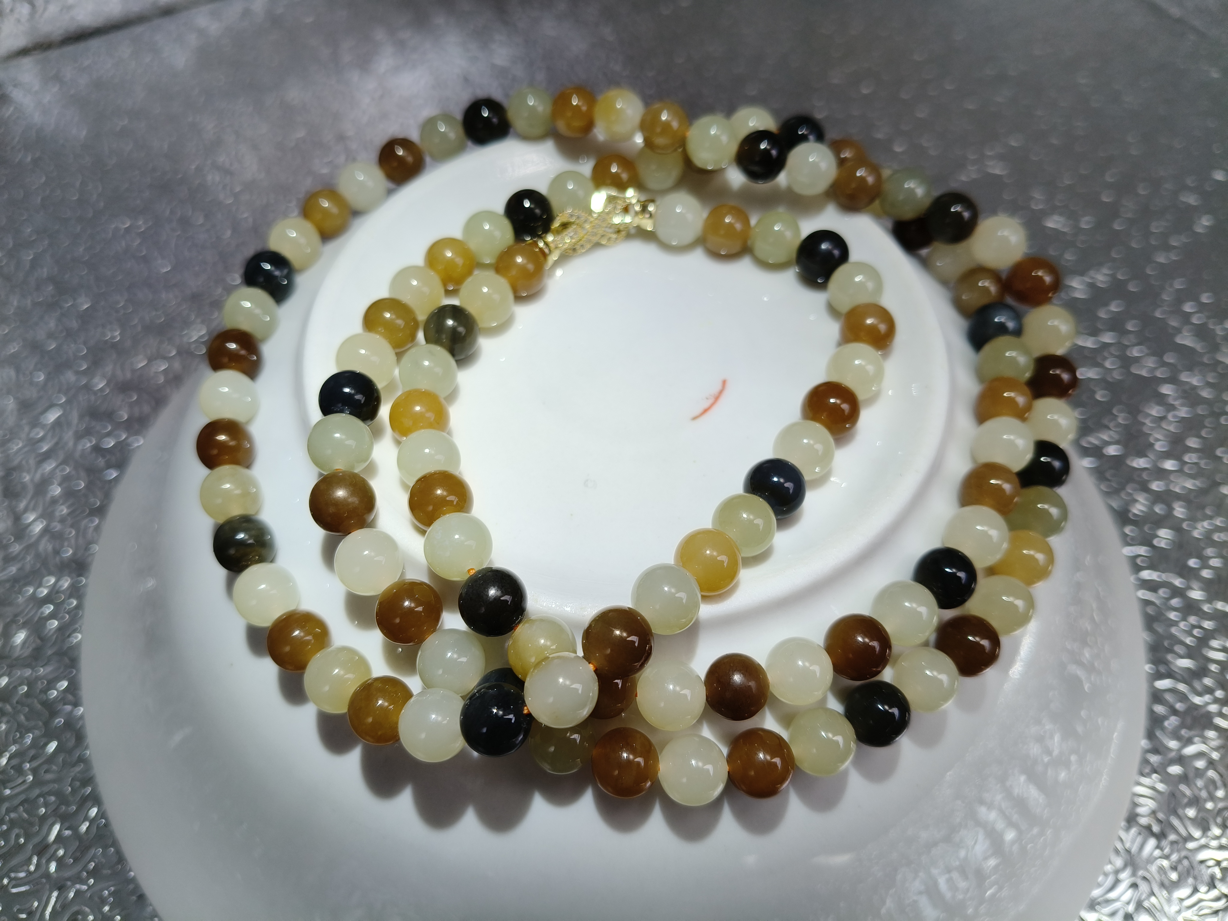 和田玉多宝108粒项链冰体细腻