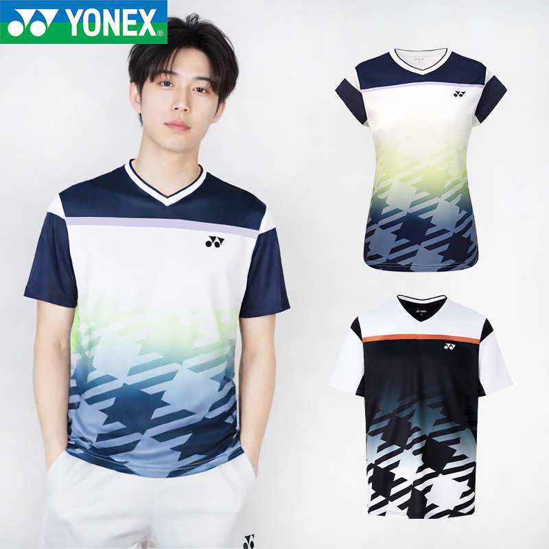 YONEX/尤尼克斯羽毛球服男女款透气速干运动T恤比赛短袖110195BCR