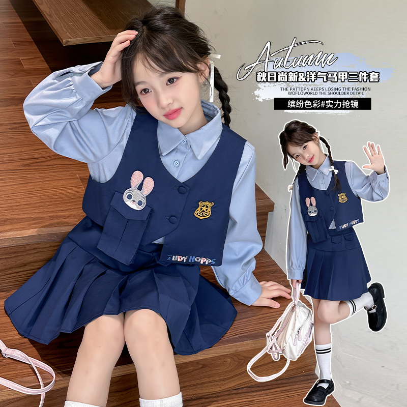 女童迪斯尼jk制服公主裙子小学生日系儿童朱迪兔子警官学院套装裙