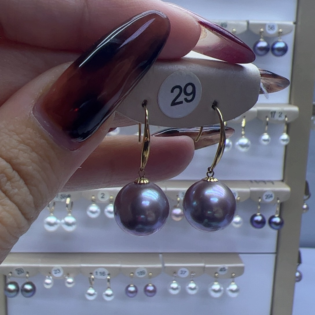 淡水珍珠耳饰18K金镶嵌