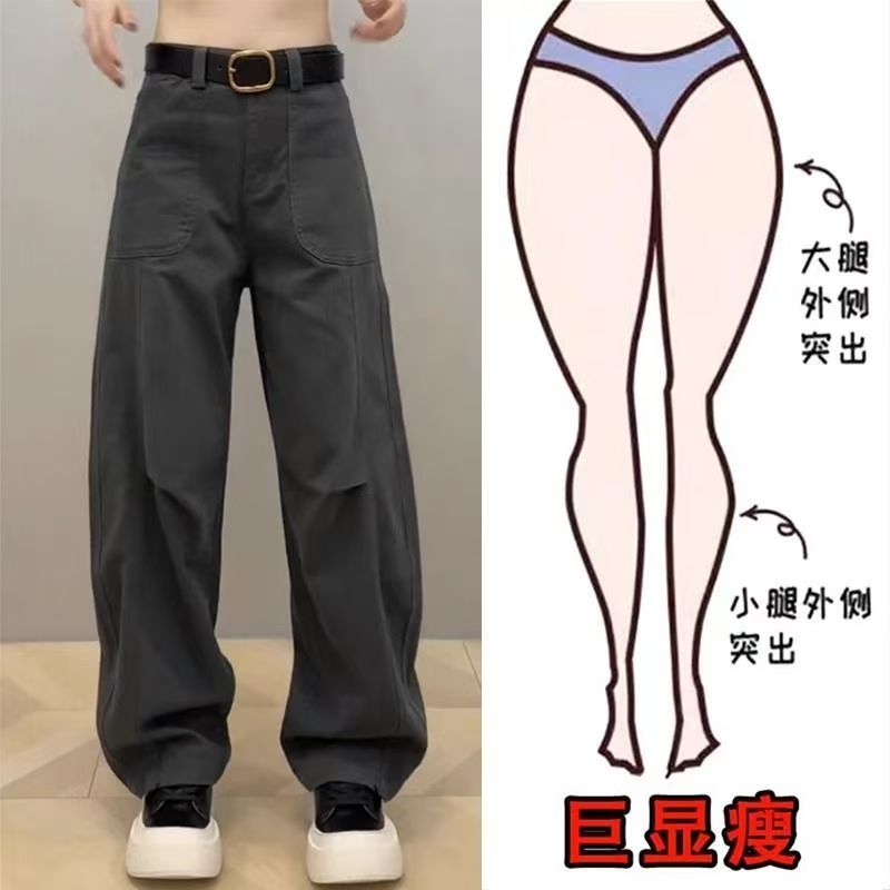 2025黑色工装弯刀裤女春秋冬新款胖MM香蕉裤宽松镰刀休闲裤百搭