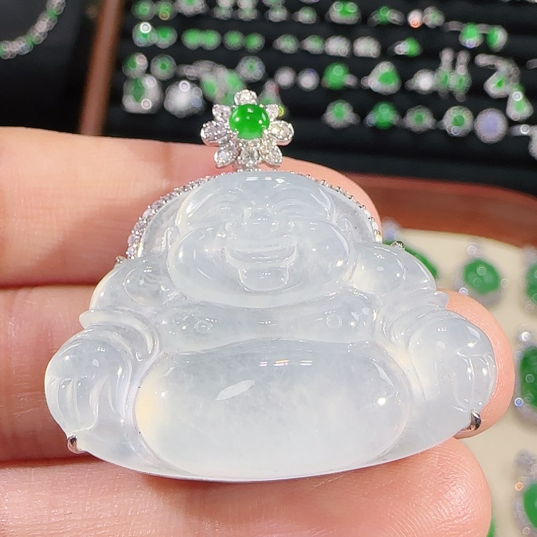 翡翠18K金镶嵌吊坠(不含链)