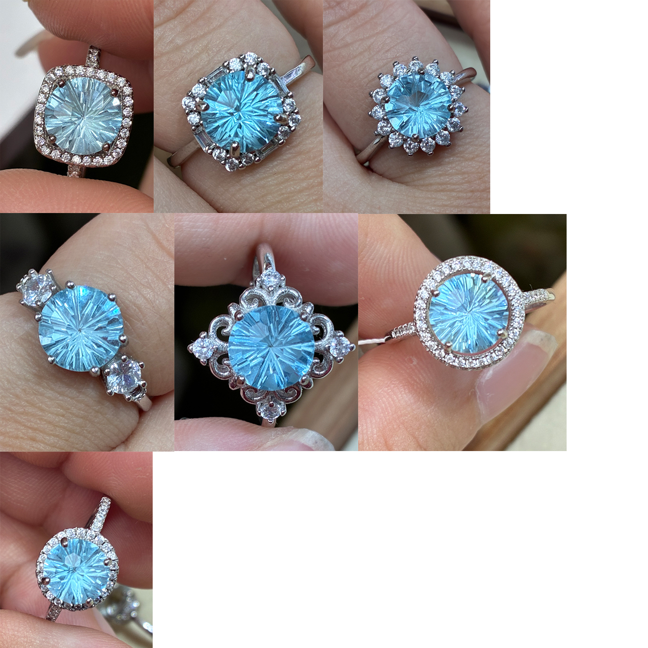 银s925镶嵌圆8天然托帕石戒指