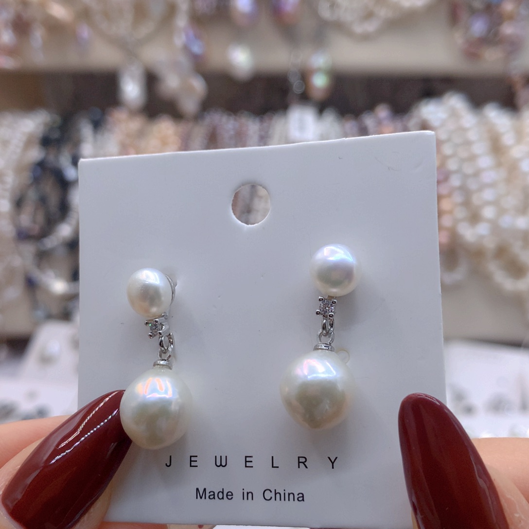 淡水珍珠耳饰银S925镶嵌