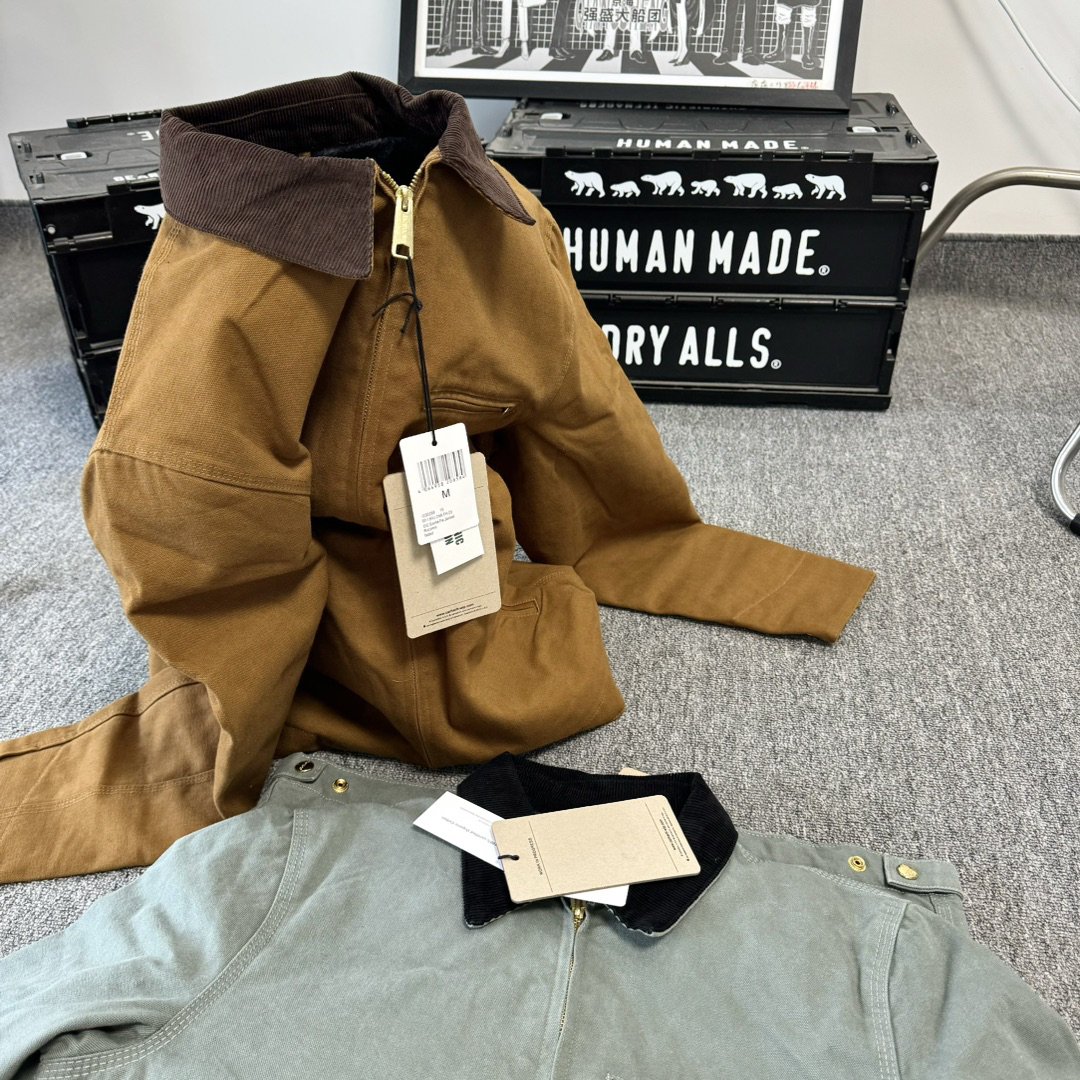 J01春秋纯色美式复古 毛毡 底特律帆布夹克工装外套