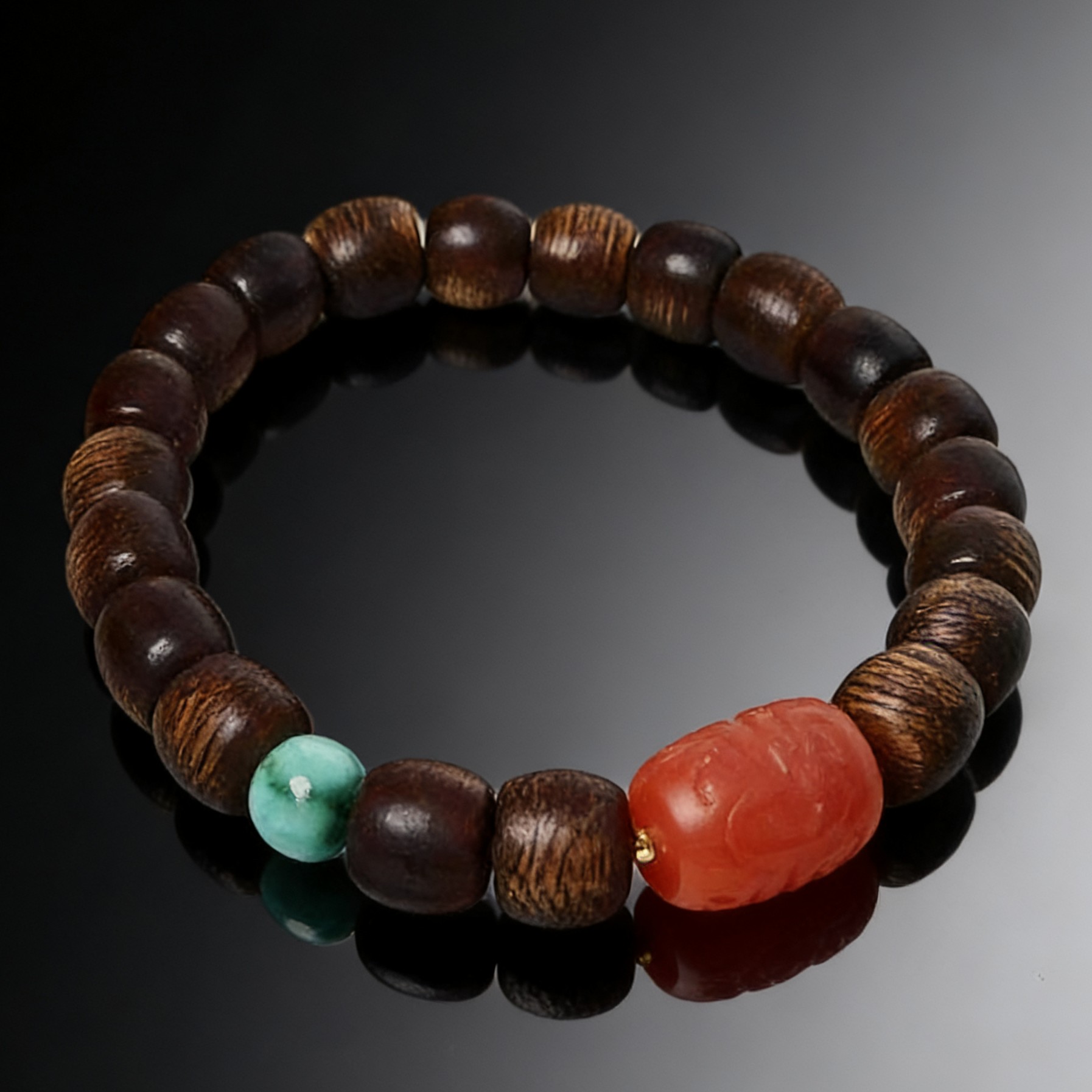 沉香【曼真珠宝】金天然沉香木质单圈手串简约