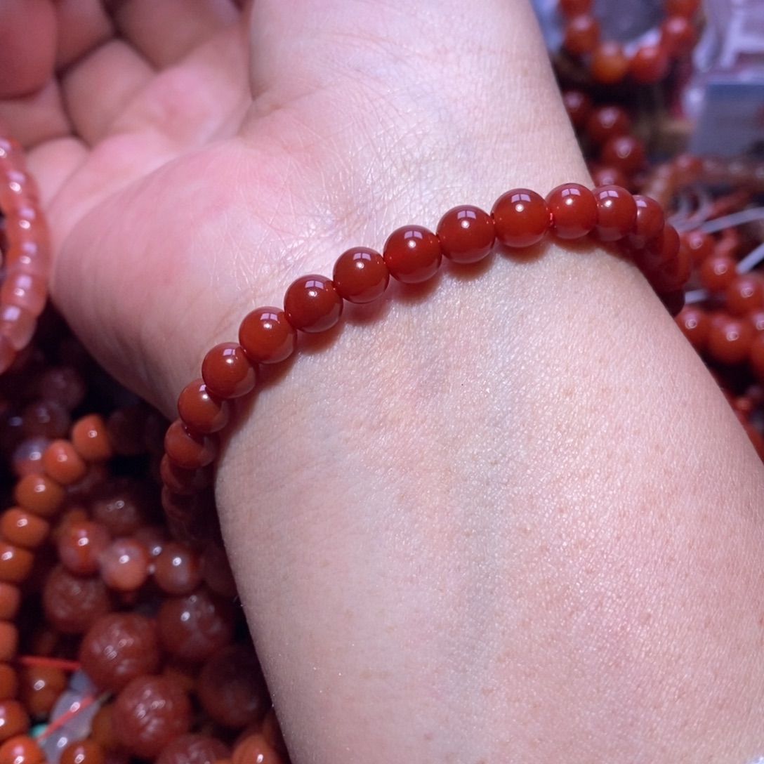 南红玛瑙未镶嵌手链卡6.0
