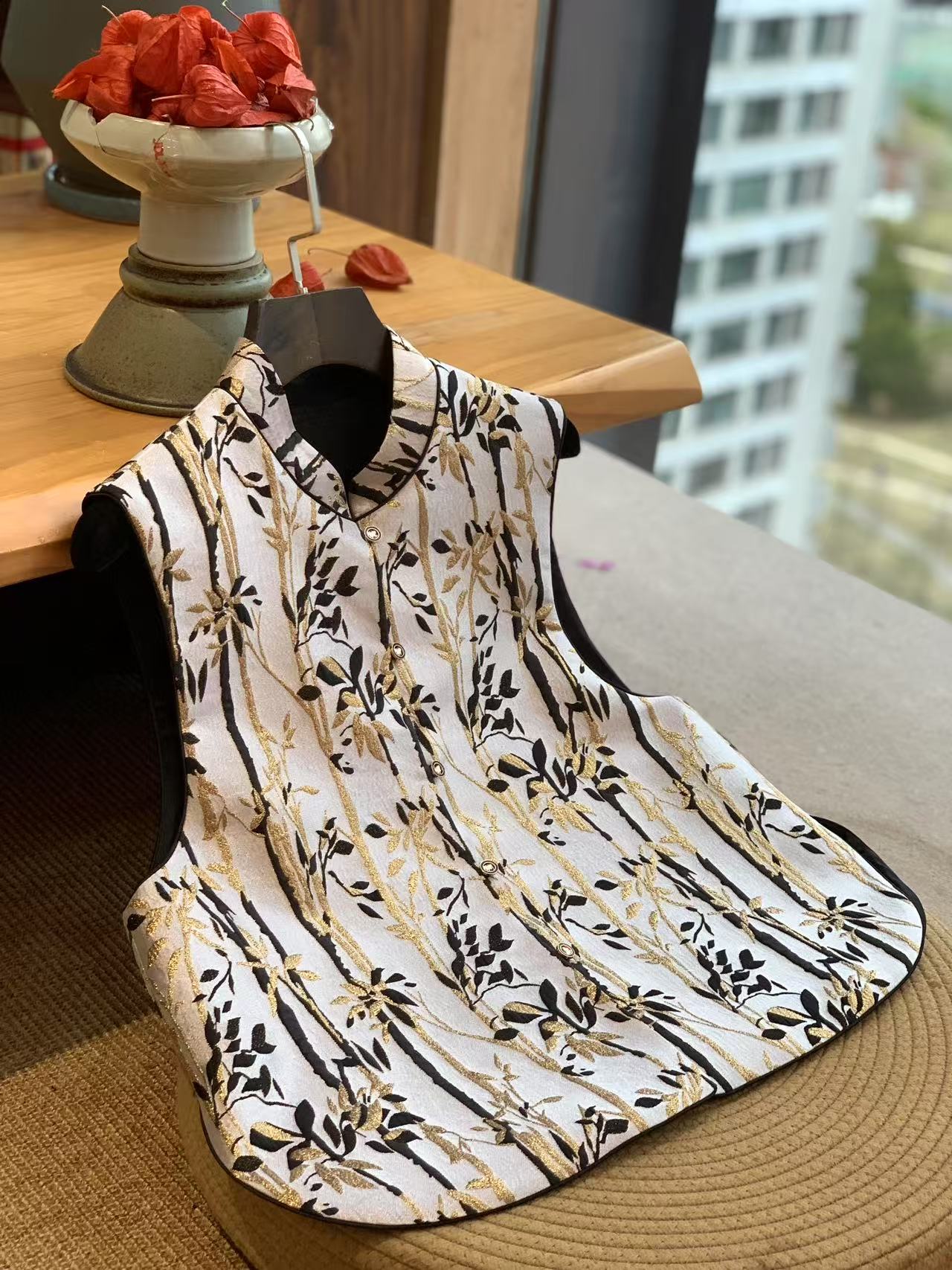露露【金枝玉叶 节节高升 】 新宋锦织金缎新中式双穿立领马甲