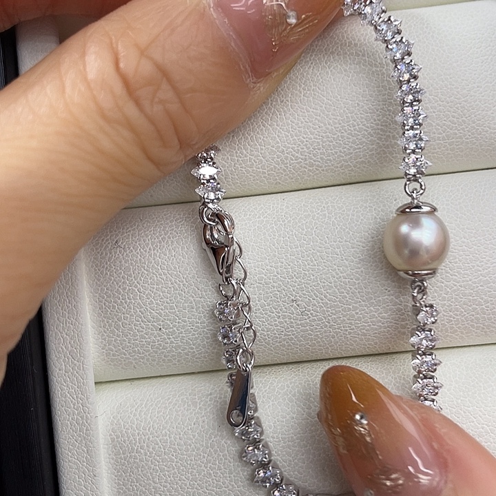 银S925镶嵌海水珍珠手绳