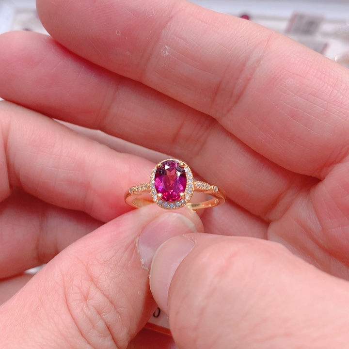 石榴石戒指银S925镶嵌