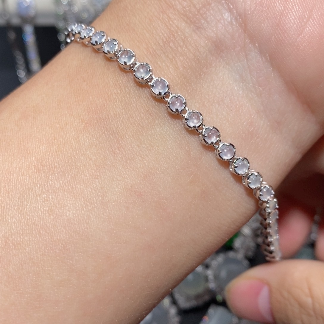 翡翠手链银S925镶嵌n j k k