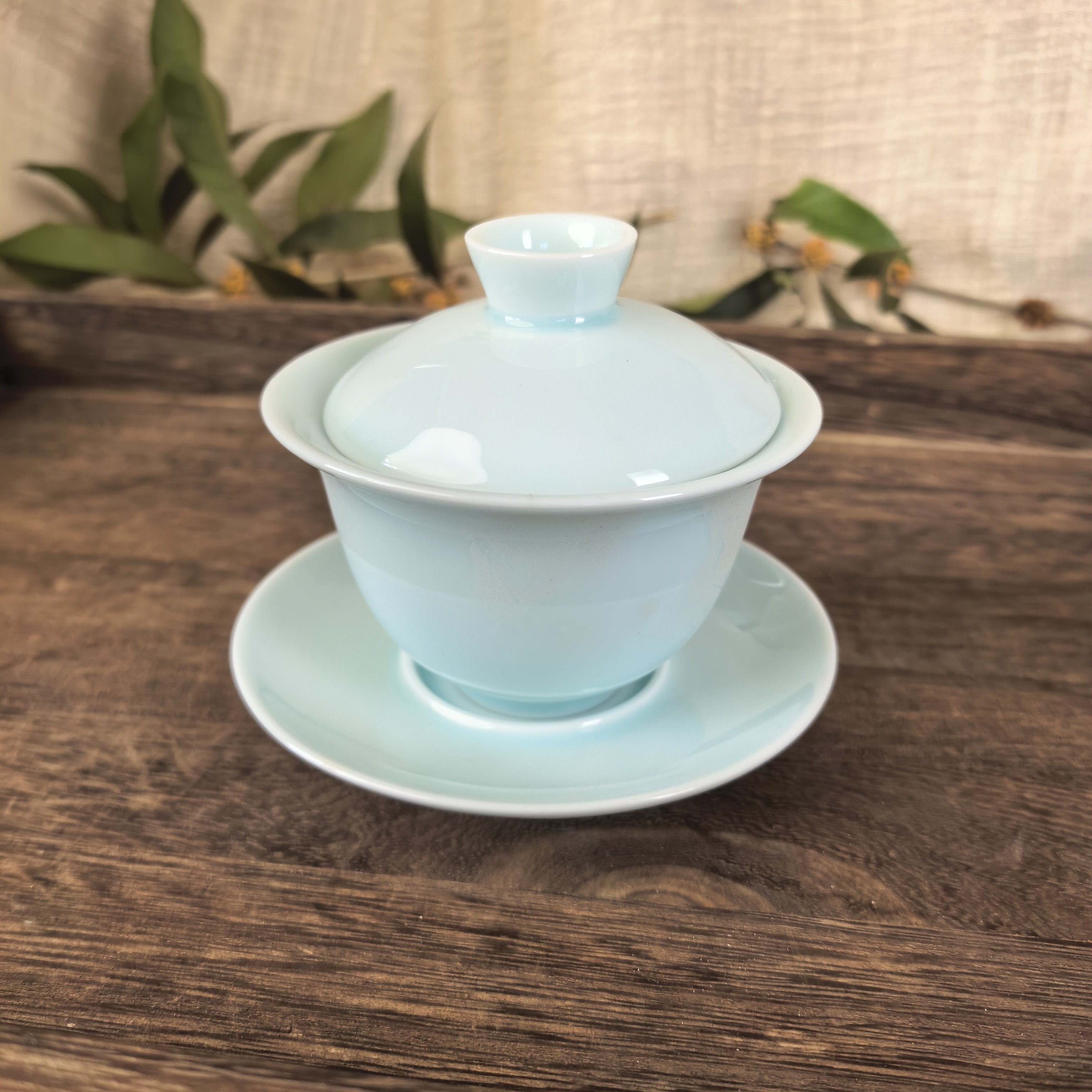 龙泉云间青瓷 粉青手工盖碗150ml
