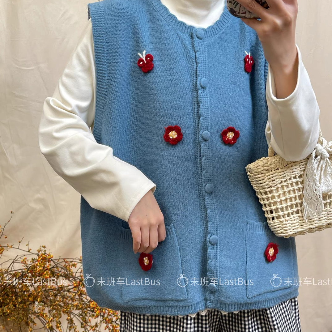 马夹宽松型绣花卡通翻领通勤风韩版中性风秋季