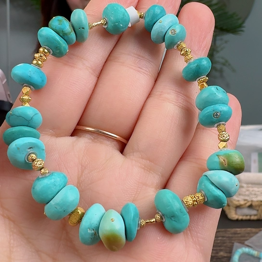 绿松石珠宝奇石18K金镶嵌