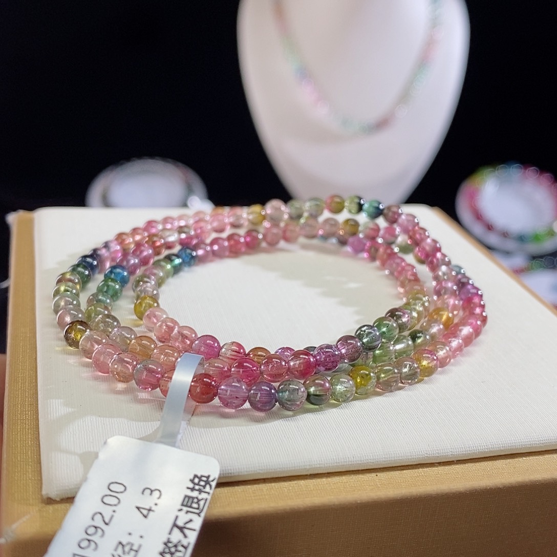 碧玺手链未镶嵌╭****?西瓜三圈