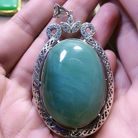 和田玉挂件银S925镶嵌