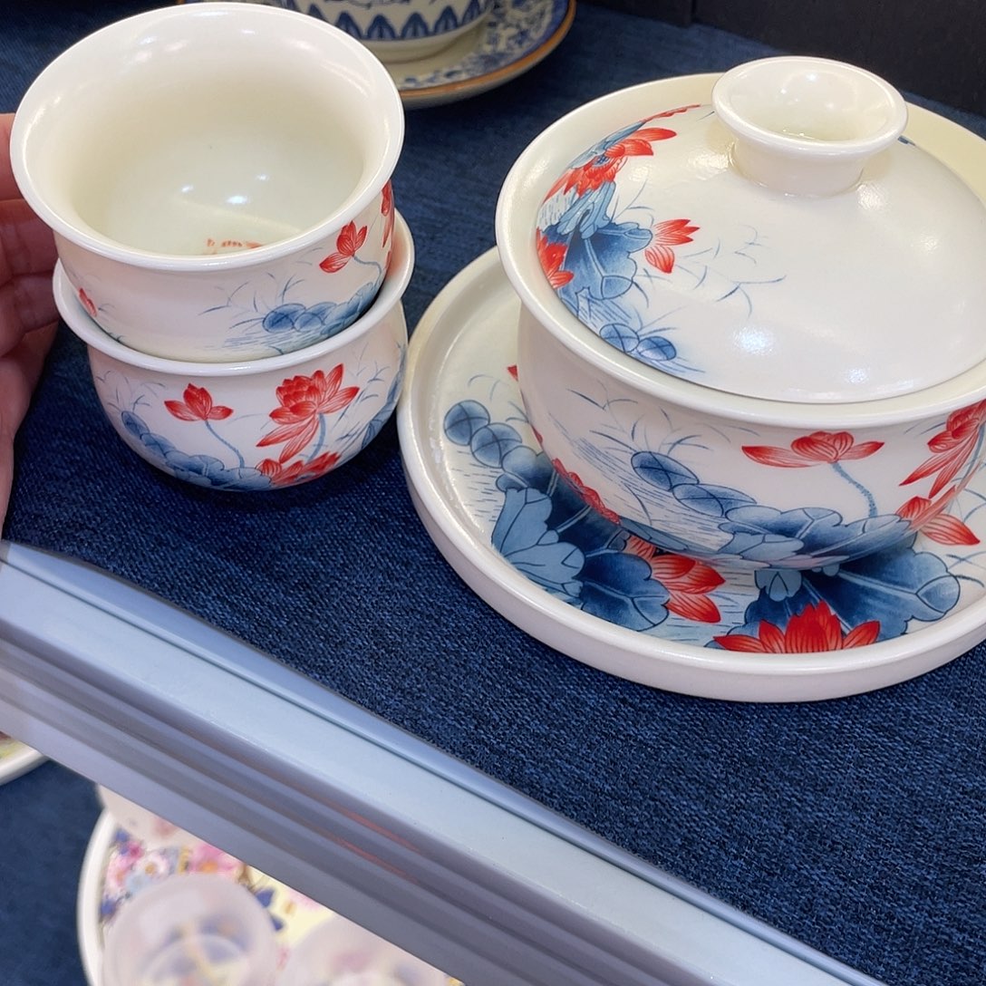 陶景德陶瓷盖碗茶具