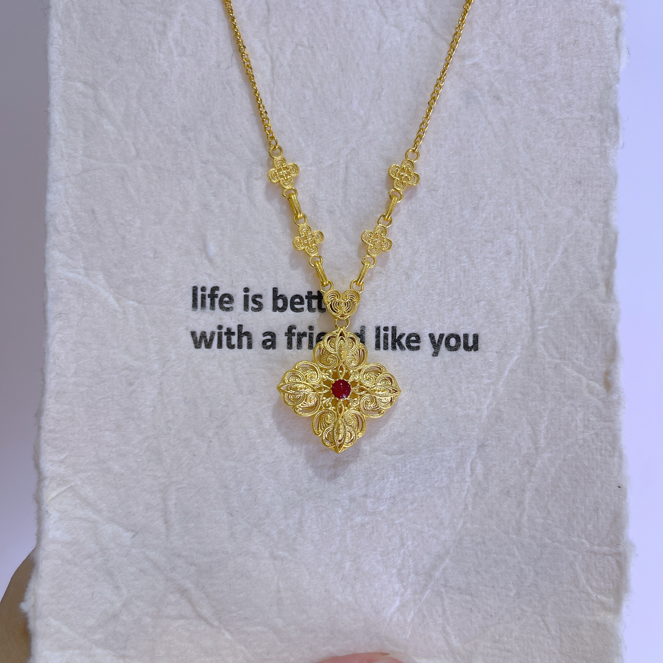 5G足金999百搭新款花丝如意套链（不退不换，介意勿拍）