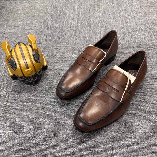 未使用 TOD’S/托德斯 /39.5码/黑棕压印皮鞋/公价6800/GM000280