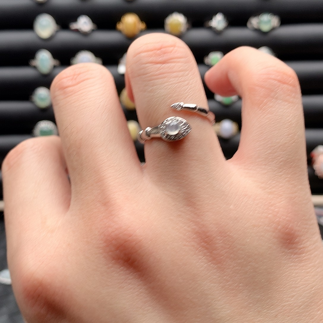 翡翠耳饰银S925镶嵌0179