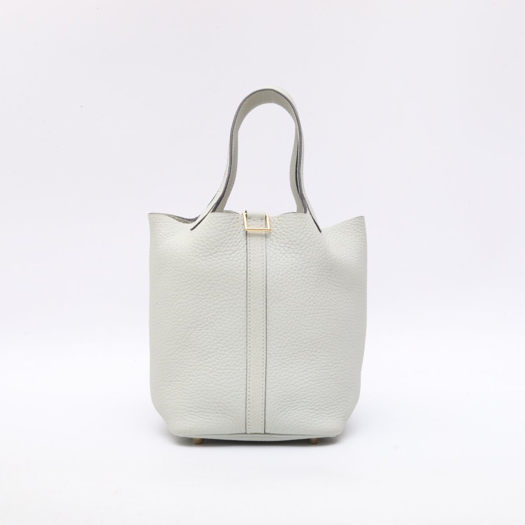 99新 Hermes/爱马仕 小花双双 22 菜篮子 水晶灰 TC皮 U刻 金扣