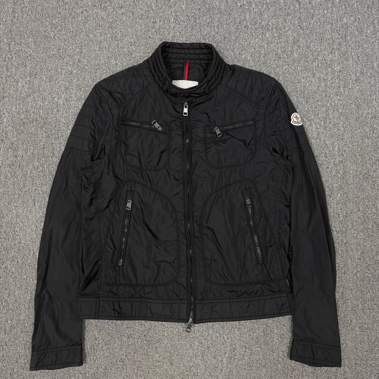 99新 MONCLER 12828388 Moncler蒙口 黑色徽标机车服夹克外套 2码