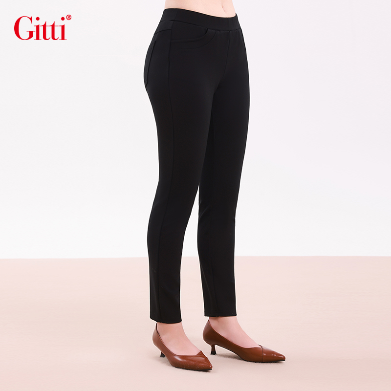 吉蒂GITTI冬季新款显瘦弹力休闲裤松紧腰百搭九分裤小脚裤G255485