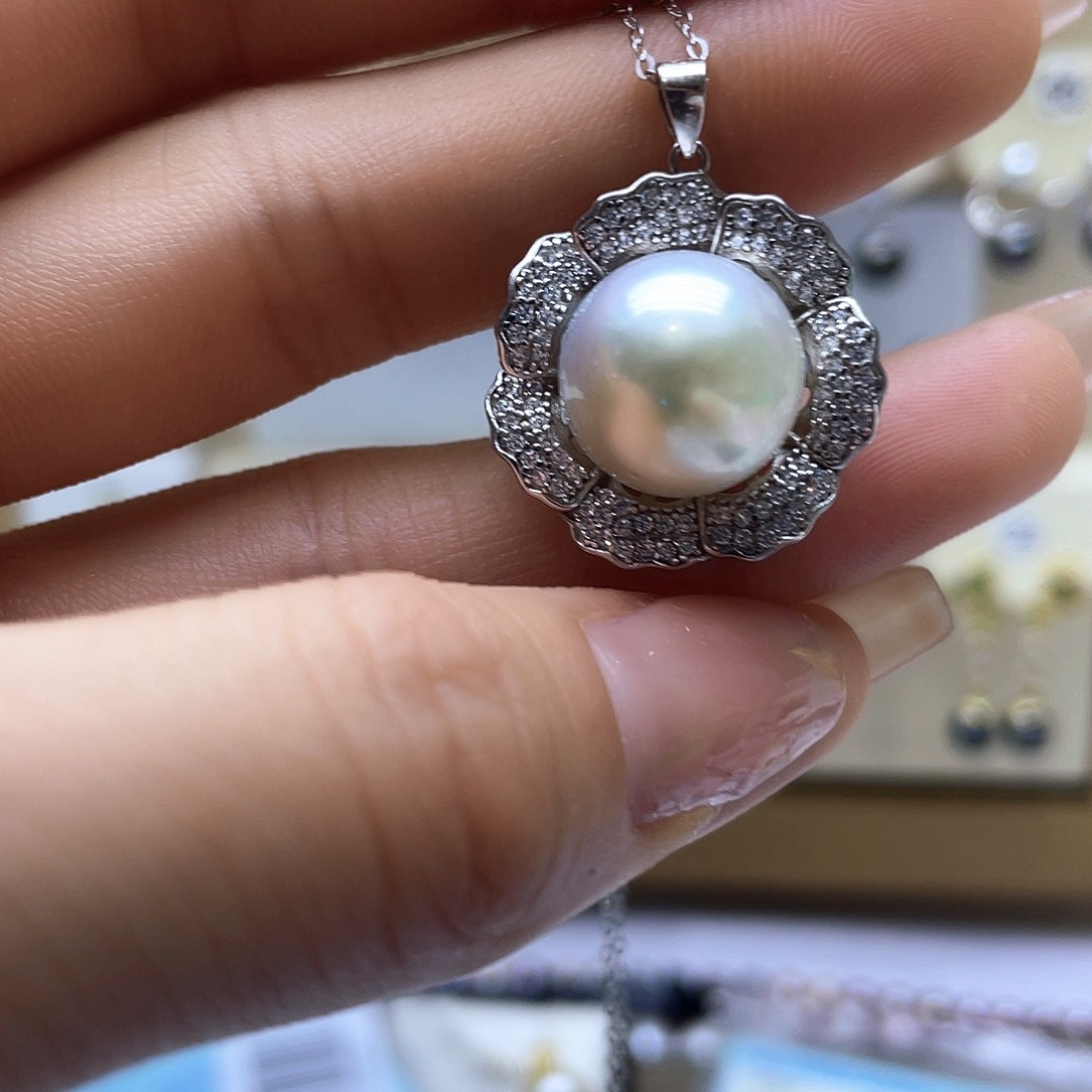 海水珍珠颈饰银S925镶嵌