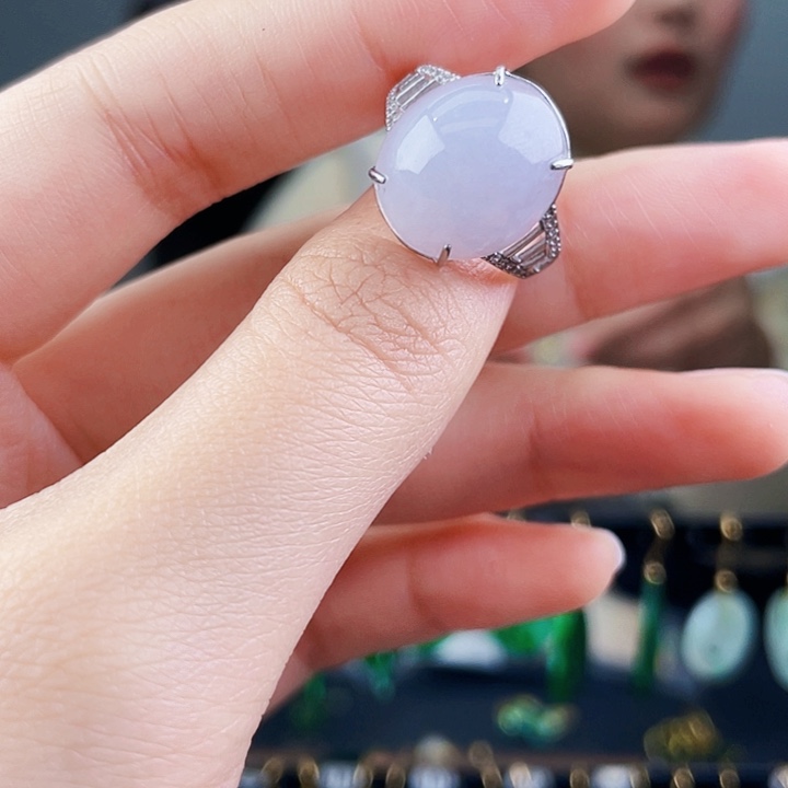 翡翠戒指银S925镶嵌饰品