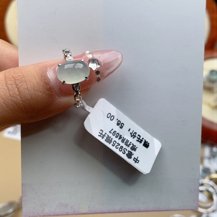 翡翠戒指银S925镶嵌11111