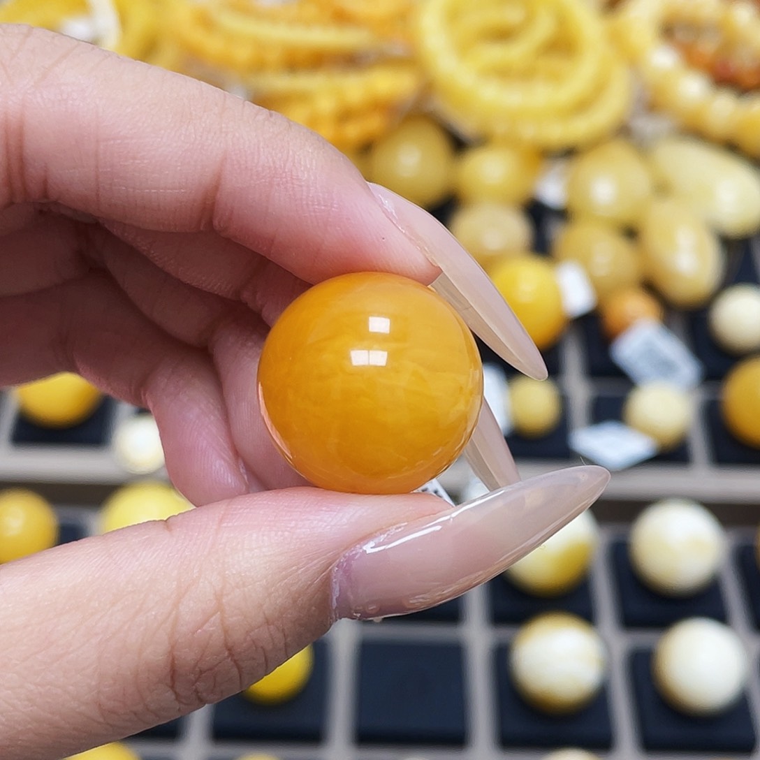 琥珀珠宝奇石未镶嵌设***野17.5mm氧化圆珠 瑕疵