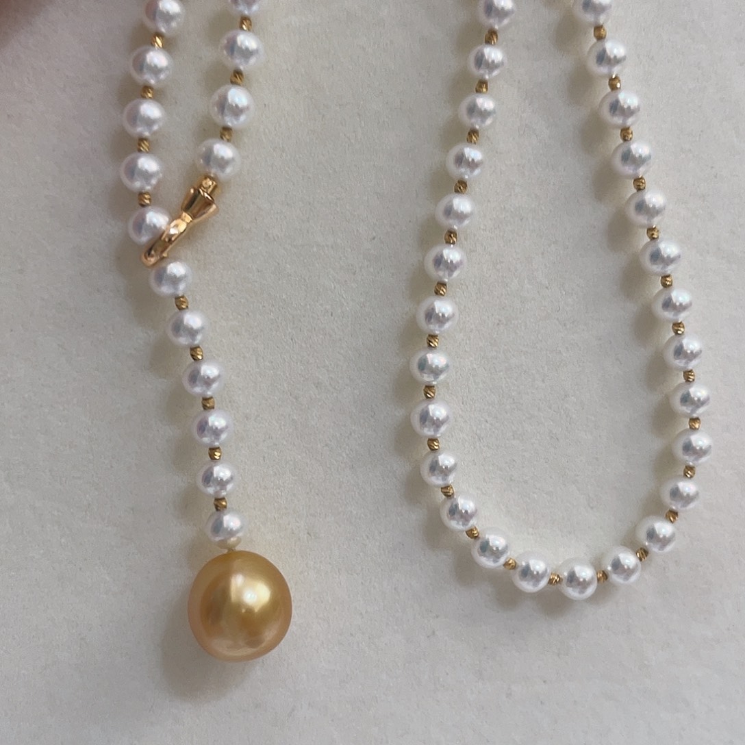 18K金镶嵌海水珍珠项链