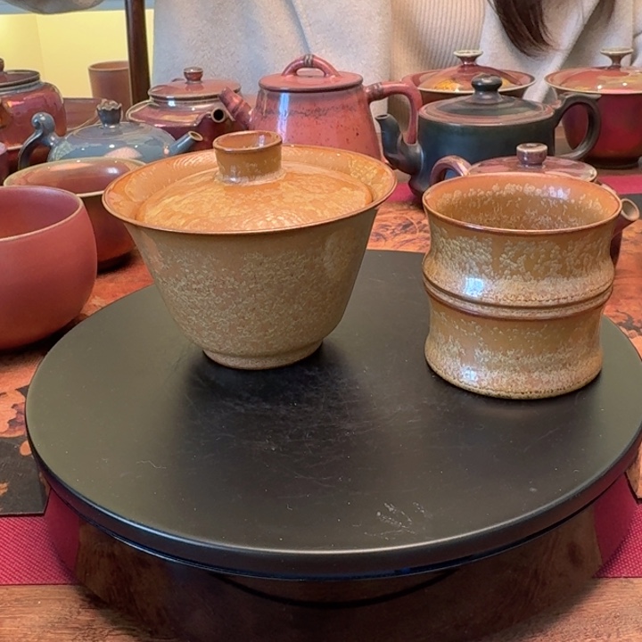 s***g黄金釉盖碗传统茶器工艺作品