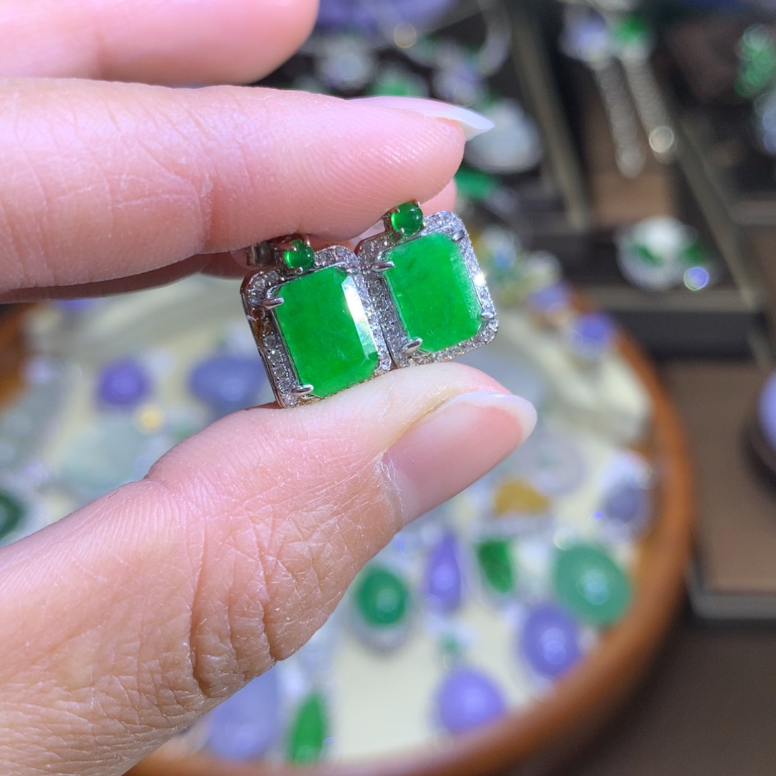 翡翠戒指银S925镶嵌翡翠