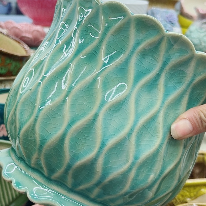 多肉綠植陶瓷花盆9.9包郵，有孔