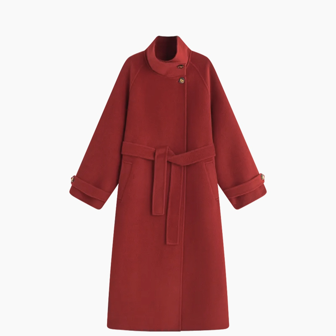 双面纯色100%呢大衣羊毛女外套同款大衣高贵MOSIIMOII中长版