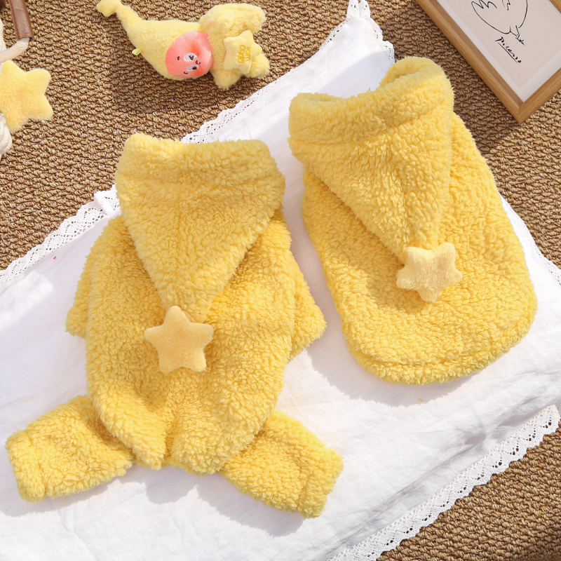 星星帽马甲宠物加绒加厚四脚秋冬狗狗猫咪居家睡衣用品比熊博美犬