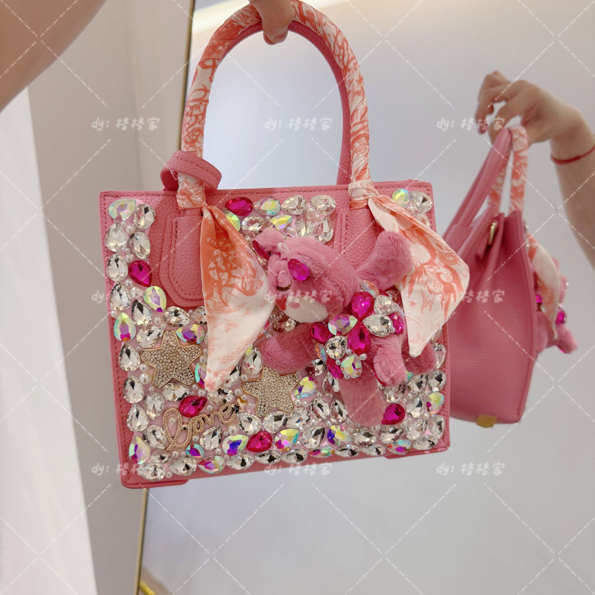 【格格家】粉色草莓熊手提斜挎女包1443