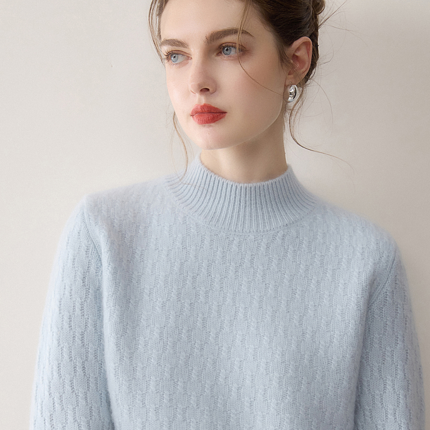 9121秋冬新款100纯山羊绒衫女四股加厚半高领小麻花针织毛衣