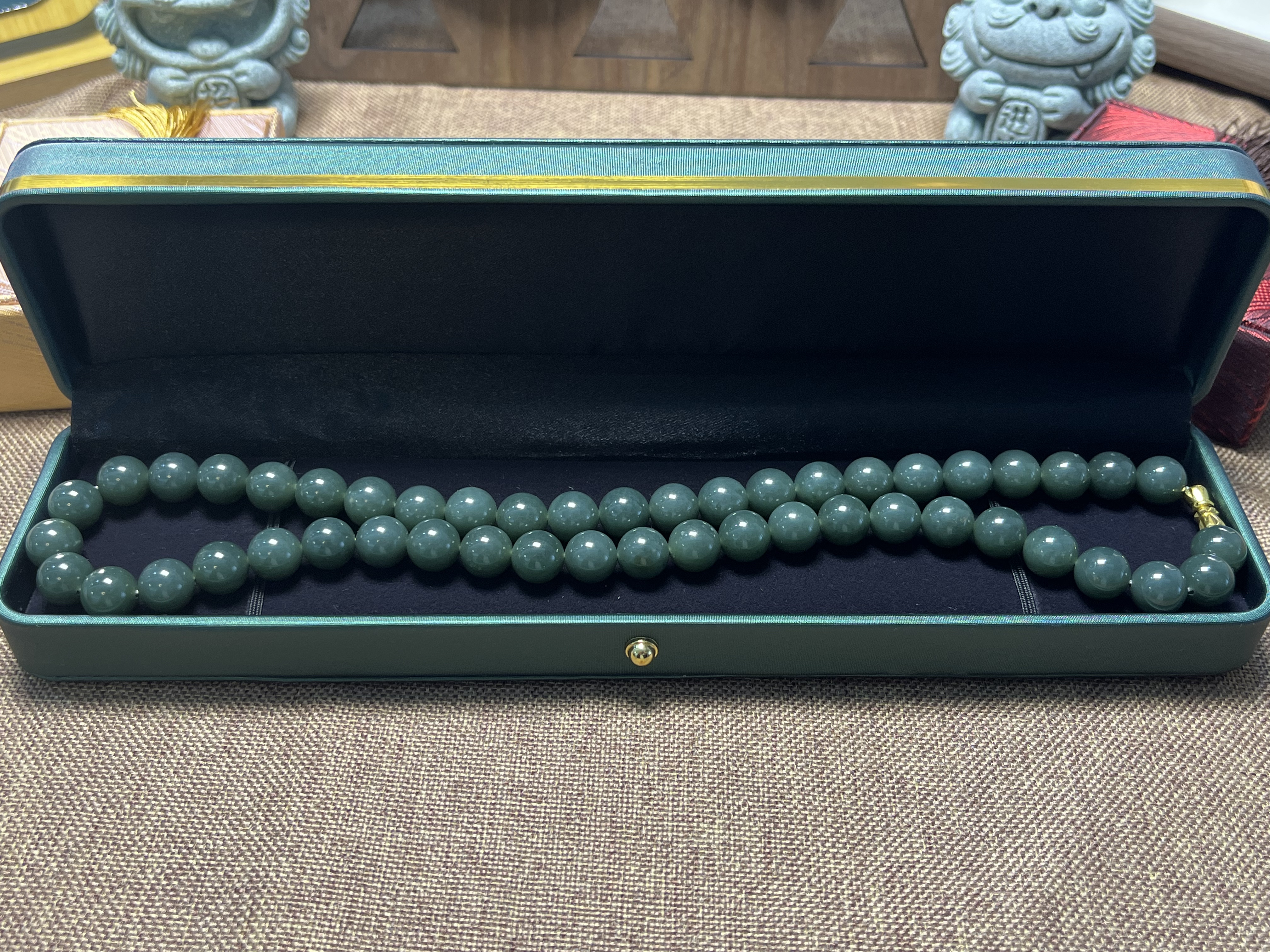 新疆且末蓝和田玉9mm妈妈链/项链