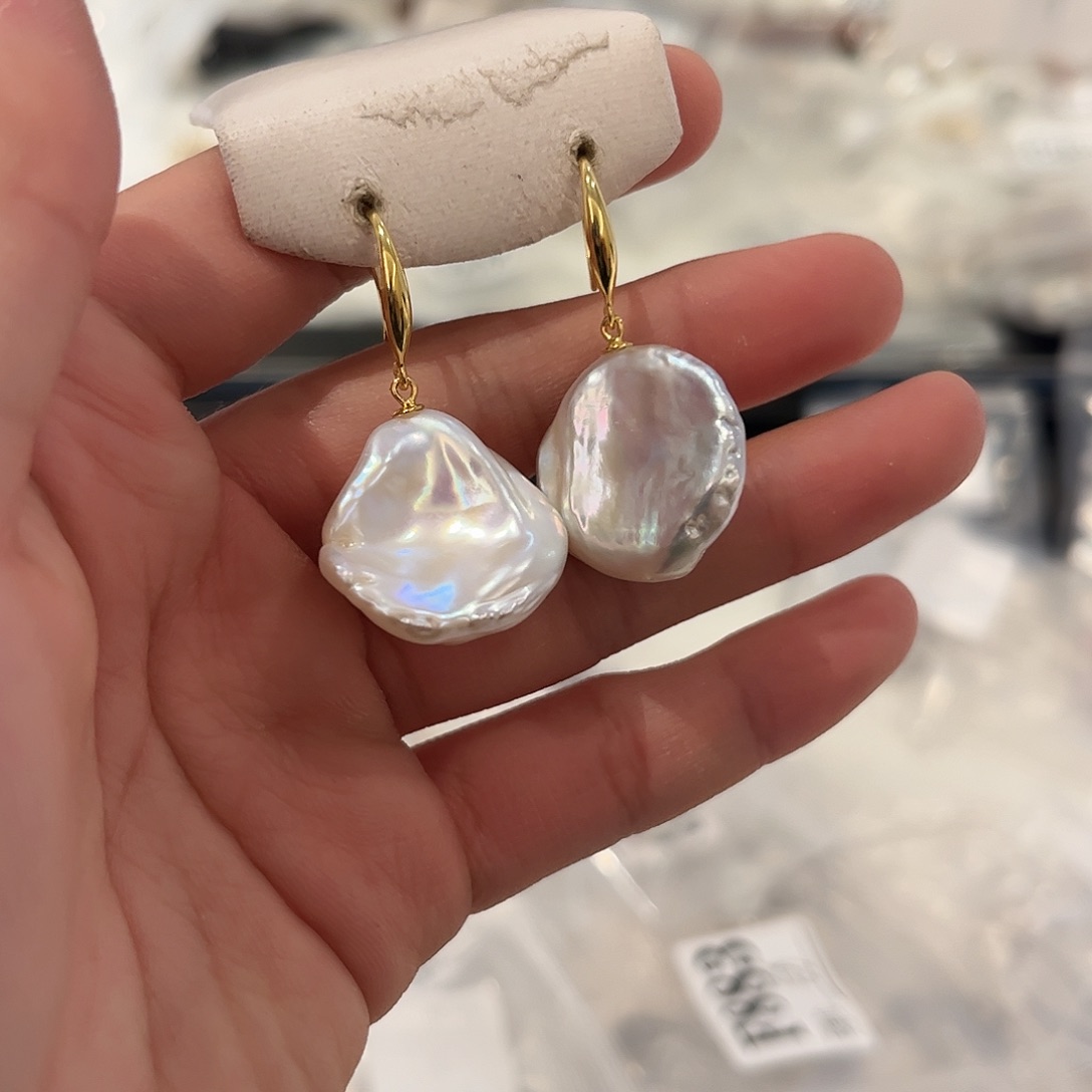 淡水珍珠耳饰银S925镶嵌