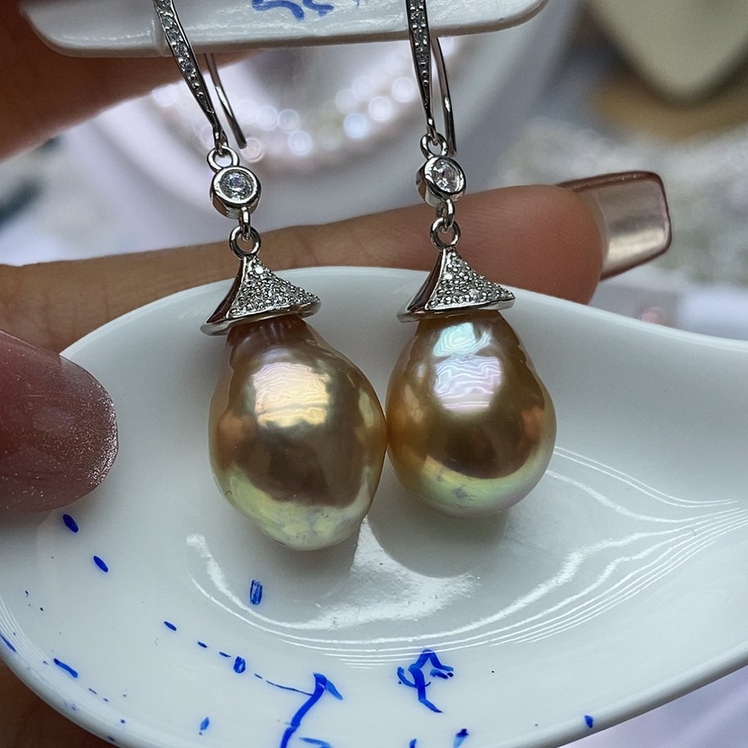 淡水珍珠耳钉银S925镶嵌