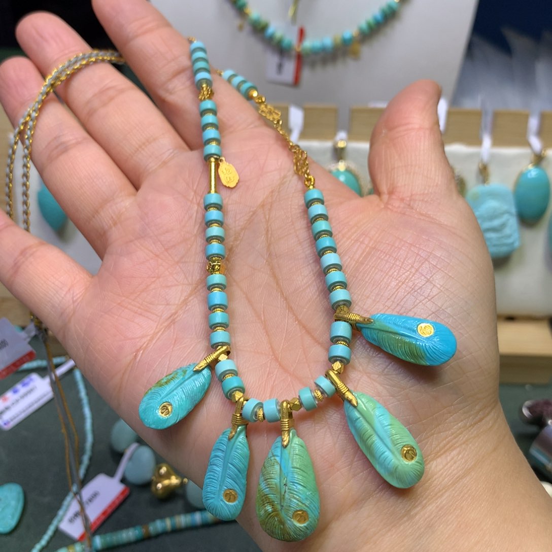 绿松石项链18K金镶嵌