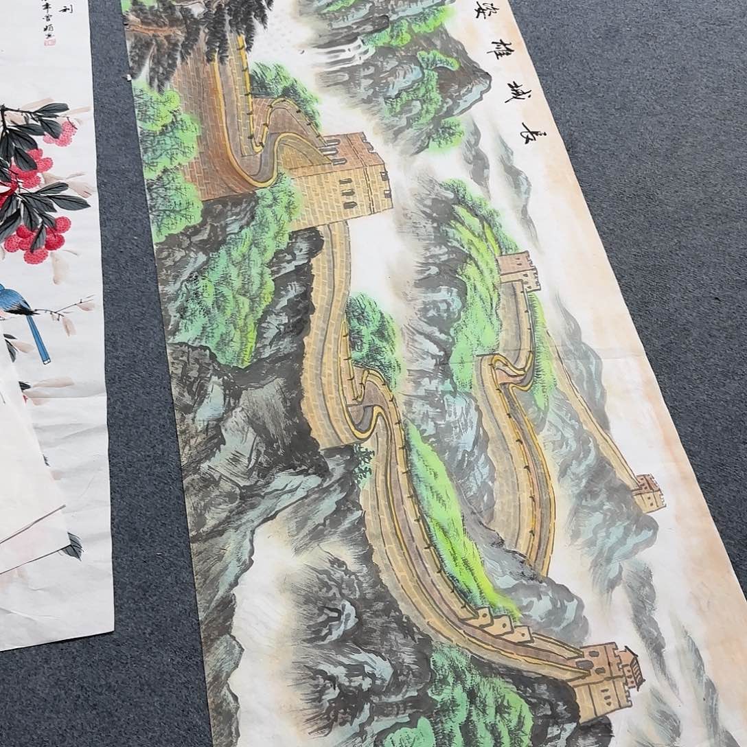 国画领****面尺寸70X180手绘作品