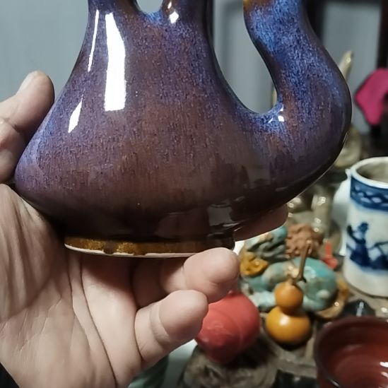 用***4陶瓷片磁州窑七厂花釉骆驼花插有瑕疵