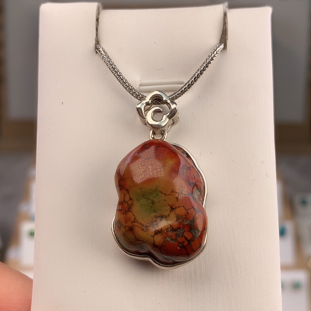 绿松石银S925镶嵌颈饰